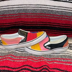 patchwork slip-on vans